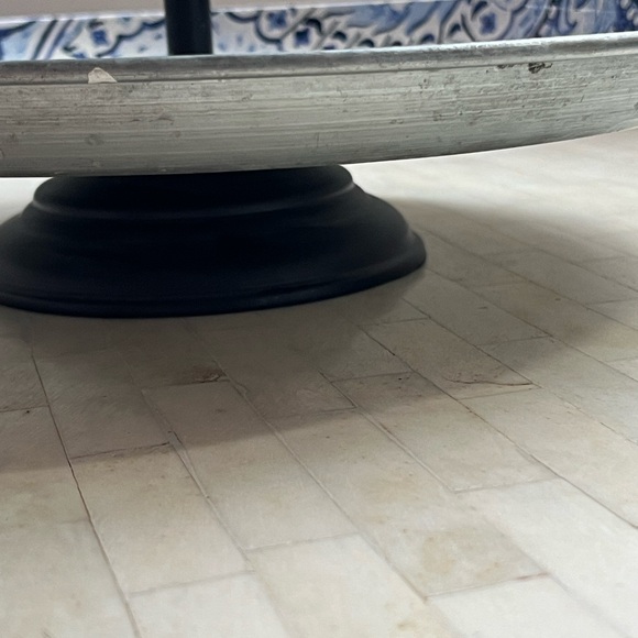 Blue and White Two-Tier Metal & Aluminum Serving Stand - Picture 6 of 9